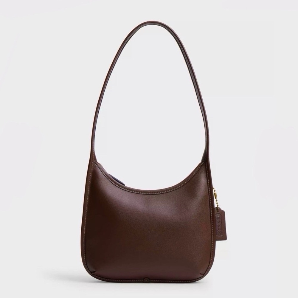 Coach 1941 Curve Zip Shoulder Bag in Brass/Maple Brown Glovetanned Leather NWT